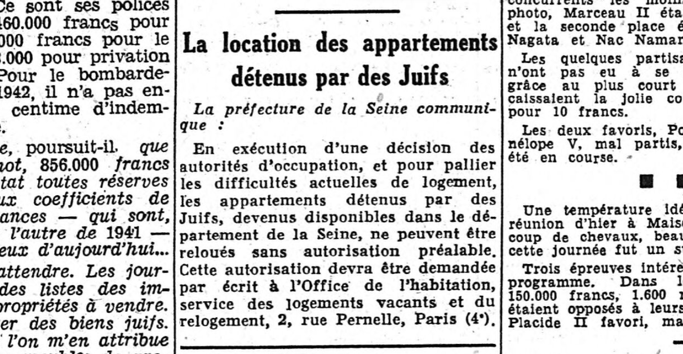 Où habitez-vous ? Les Juifs à Paris pendant l’Occupation